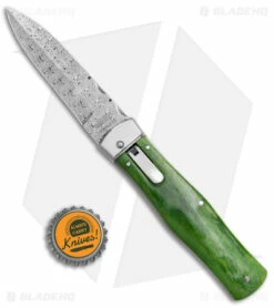 Mikov 241 Predator Lever Lock Automatic Knife Green Camel Bone (3.75" Damascus) -Hot Sale Euro Knife Store Mikov 241 Bily LL Auto Green Camel Bone Damascus BHQ 152410 jr bottlecap