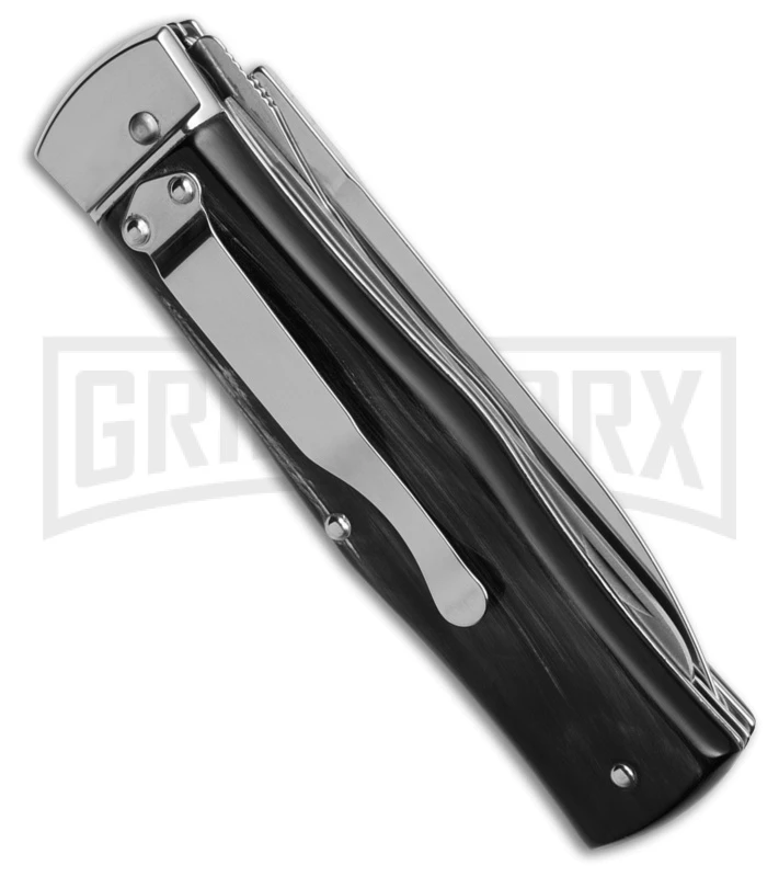 Mikov 241 Predator Dark Horn Automatic Lever Lock Knife W/ Saw & Pocket Clip 5 Mikov 241 Predator Dark Horn Automatic Lever Lock Knife W/ Saw & Pocket Clip - Image 3