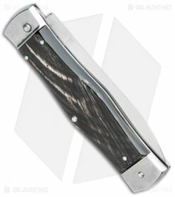 Mikov 241 Predator Double Bolster Leverlock Automatic Knife Buffalo (3.75") -Hot Sale Euro Knife Store Mikov 241 Predator Double Bolster Leverlock Auto Buffalo Horn Polish BHQ 104174 jr side