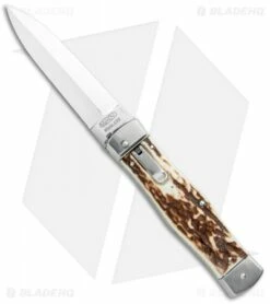 Mikov 241 Predator Double Bolster Leverlock Automatic Knife Stag (3.75" Polish)