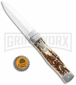 Mikov 241 Predator Double Bolster Stag Automatic Leverlock Knife -Hot Sale Euro Knife Store Mikov 241 Predator Double Bolster Leverlock Auto Stag Polish BHQ 104173 jr bottlecap large