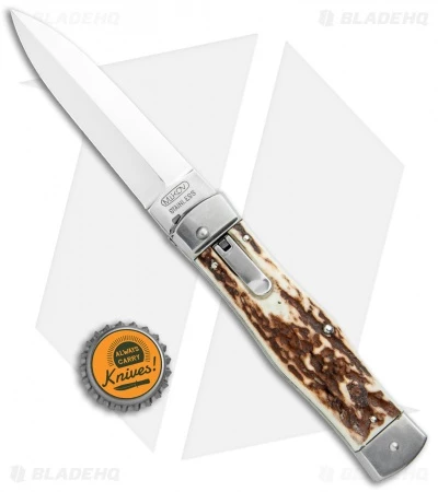 Mikov 241 Predator Double Bolster Leverlock Automatic Knife Stag (3.75" Polish) 7 Mikov 241 Predator Double Bolster Leverlock Automatic Knife Stag (3.75" Polish) - Image 5