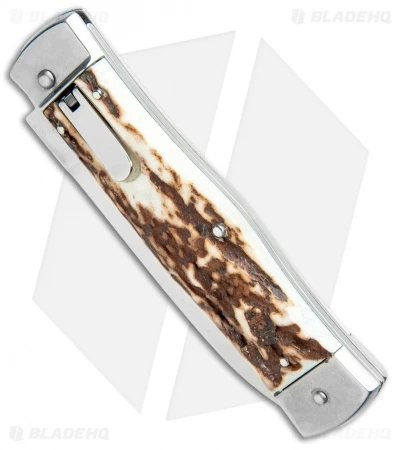 Mikov 241 Predator Double Bolster Leverlock Automatic Knife Stag (3.75" Polish) 4 Mikov 241 Predator Double Bolster Leverlock Automatic Knife Stag (3.75" Polish) - Image 2