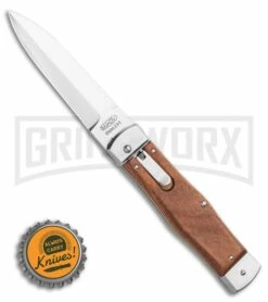 Mikov 241 Predator Double Bolster Wood Automatic Leverlock -Hot Sale Euro Knife Store Mikov 241 Predator Double Bolster Leverlock Automatic Knife Wood 3.75 Polish BHQ 114695 LS Bottlecap large