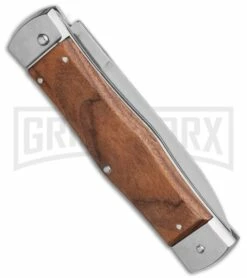 Mikov 241 Predator Double Bolster Wood Automatic Leverlock -Hot Sale Euro Knife Store Mikov 241 Predator Double Bolster Leverlock Automatic Knife Wood 3.75 Polish BHQ 114695 LS Side large
