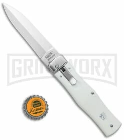 Mikov 241 Predator ABS White Automatic Lever Lock Knife - Satin Plain -Hot Sale Euro Knife Store Mikov 241 Predator LL Auto ABS White Polish BHQ 30482 jr bottlecap large