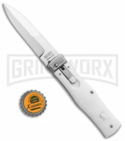 Mikov 241 Predator ABS White Automatic Lever Lock Knife - Polish Plain -Hot Sale Euro Knife Store Mikov 241 Predator LL Auto Bayo White Polish BHQ 92019 jr bottlecap large