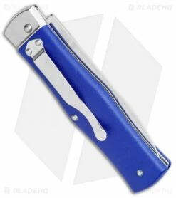 Mikov 241 Predator Leverlock Automatic Knife Blue W/Pocket Clip (3.75" Polish) -Hot Sale Euro Knife Store Mikov 241 Predator LL Auto Blue Pocket Clip Polish BHQ 117572 jr side