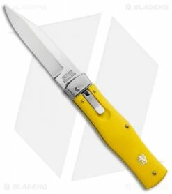Mikov 241 Predator Lever Lock Automatic Clip Point Knife Yellow (3.75" Polish)
