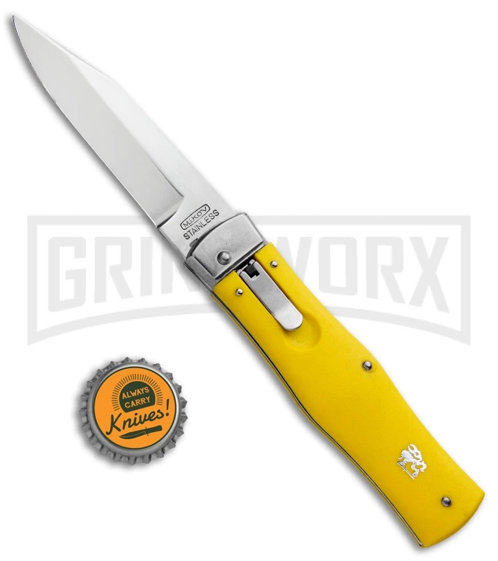 Mikov 241 Predator ABS Yellow Automatic Lever Lock Knife - Clip Point Polish 6 Mikov 241 Predator ABS Yellow Automatic Lever Lock Knife - Clip Point Polish - Image 4