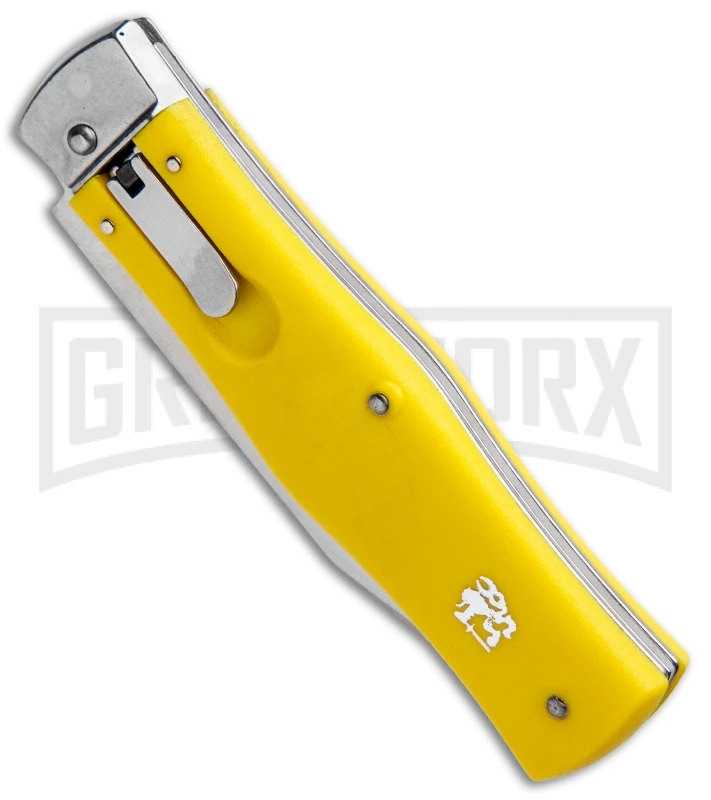 Mikov 241 Predator ABS Yellow Automatic Lever Lock Knife - Clip Point Polish 4 Mikov 241 Predator ABS Yellow Automatic Lever Lock Knife - Clip Point Polish - Image 2