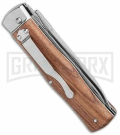 Mikov 241 Predator Wood Automatic Leverlock Knife W/ Saw - Pocket Clip -Hot Sale Euro Knife Store Mikov 241 Predator LL Auto Wood Saw Satin BHQ 124401 jr side large