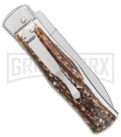 Mikov 241 Predator Stag Automatic Lever Lock Knife Pocket Clip 7 Mikov 241 Predator Stag Automatic Lever Lock Knife Pocket Clip -Hot Sale Euro Knife Store Mikov 241 Predator Lever Lock Automatic Knife Stag 3.75 Polish Pocket Clip BHQ 126459 LS Side large