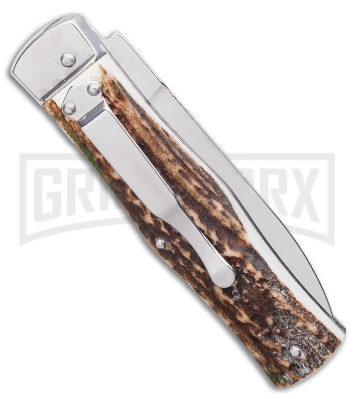 Mikov 241 Predator Stag Automatic Lever Lock Knife Pocket Clip 5 Mikov 241 Predator Stag Automatic Lever Lock Knife Pocket Clip - Image 3