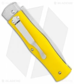 Mikov 241 Predator Lever Lock Automatic Knife Yellow (3.75" Polish) Pocket Clip -Hot Sale Euro Knife Store Mikov 241 Predator Lever Lock Automatic Knife Yellow 3.75 Polish Pocket Clip BHQ 117840 LS Side