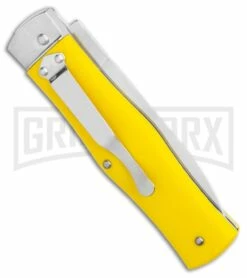 Mikov 241 Predator ABS Yellow Automatic Lever Lock Knife - Polish Plain -Pocket -Hot Sale Euro Knife Store Mikov 241 Predator Lever Lock Automatic Knife Yellow 3.75 Polish Pocket Clip BHQ 117840 LS Side large