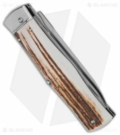 Mikov 241 Predator Lever Lock Automatic Knife W/ Saw Stag Horn (3.75" Polish) -Hot Sale Euro Knife Store Mikov 241 Predator Lever Lock Automatic Knife w Saw Stag horn 3in Polish BHQ 174804 td side