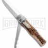 Mikov 241 Predator Stag Automatic Lever Lock Knife W/ Saw & Pocket Clip