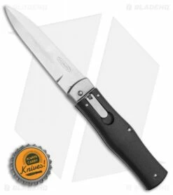 Mikov 241 Predator Lever Lock Bayo Automatic Knife Black Pocket Clip (3.75" SW) -Hot Sale Euro Knife Store Mikov 241 Predator Lever Lock Bayo Automatic Knife Black Clip 3.75 Polish BHQ 114733 LS Bottlecap