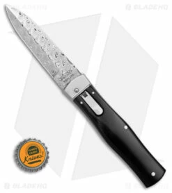 Mikov 241 Predator Lever Lock Automatic Knife Dark Buffalo Horn (4" Damascus) -Hot Sale Euro Knife Store Mikov 241 Predator Leverlock AK Dark Buffalo Horn 4in Damascus BHQ 176156 td size