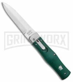 Mikov 241 Predator ABS Green Auto Lever Lock Knife - Satin Plain Pocket Clip