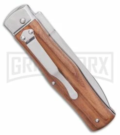 Mikov 241 Predator Wood Automatic Leverlock Knife Pocket Clip -Hot Sale Euro Knife Store Mikov 241 Predator Leverlock Automatic Knife Wood 3.75 Polish Pocket Clip BHQ 126457 LS Side large