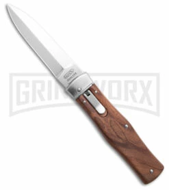 Mikov 241 Predator Wood Automatic Leverlock Knife W/ Clip - Polish Plain
