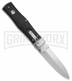 Mikov 241 Predator Black Dagger Leverlock Auto Knife - Polish Plain Left Hand