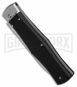 Mikov 241 Predator Black Dagger Leverlock Auto Knife - Polish Plain Left Hand -Hot Sale Euro Knife Store Mikov 241 Predator Leverlock Dagger Automatic Black 3in Polish Left Hand BHQ 176528 td spine large