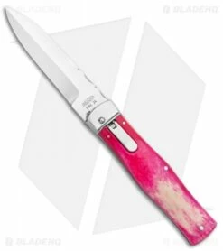 Mikov 241 Predator Lever Lock Bayo Automatic Knife Lilac Dyed Bone (3.75" Satin)