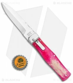 Mikov 241 Predator Lever Lock Bayo Automatic Knife Lilac Dyed Bone (3.75" Satin) -Hot Sale Euro Knife Store Mikov 241 Predator Lilac Dyed Bone Auto LL Bayo BHQ 104170 jr bottlecap
