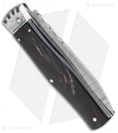 Mikov Panther Lever Lock Automatic Knife Buffalo Horn Bayonet (3.75" Damascus) 5 Mikov Panther Lever Lock Automatic Knife Buffalo Horn Bayonet (3.75" Damascus) - Image 3