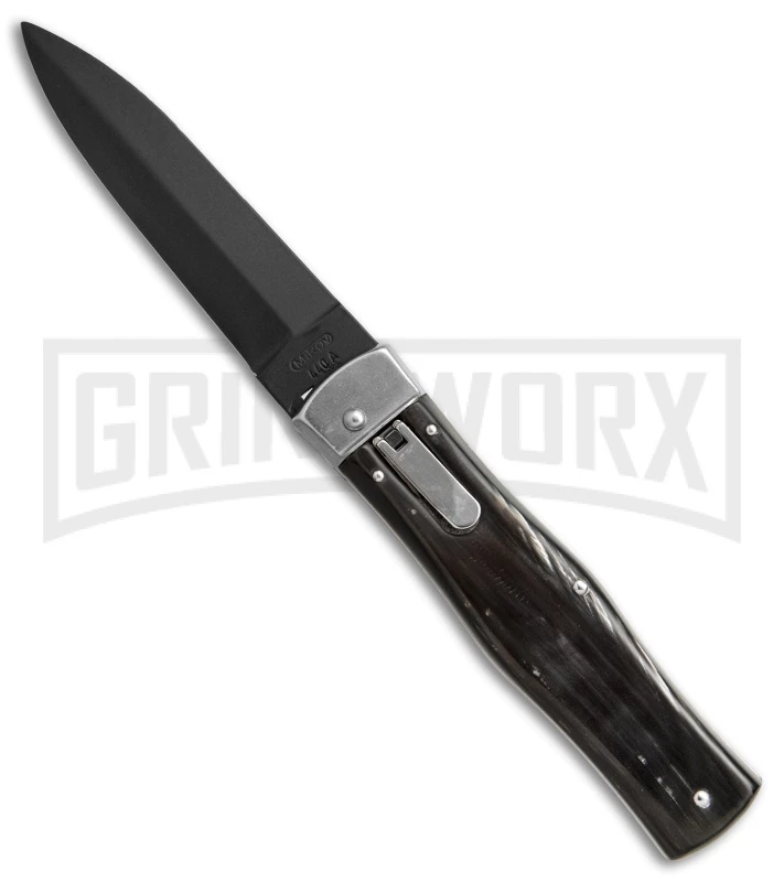 Mikov 241 Predator Dark Horn Automatic Leverlock Knife - Black Dagger 3 Mikov 241 Predator Dark Horn Automatic Leverlock Knife - Black Dagger