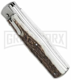 Mikov 241 Predator Stag Horn Automatic Leverlock Knife W/ Saw -Hot Sale Euro Knife Store mikov stag w saw bottom cm large