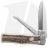 Mikov 241 Predator Leverlock Automatic Knife W/ Saw Stag Horn (3.75" Polish) -Hot Sale Euro Knife Store mikov stag w saw cm