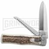 Mikov 241 Predator Stag Horn Automatic Leverlock Knife W/ Saw -Hot Sale Euro Knife Store mikov stag w saw cm large