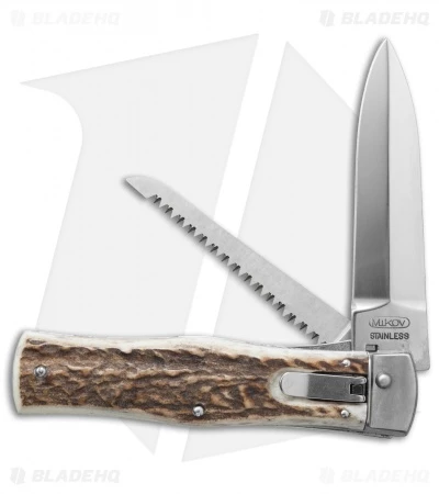 Mikov 241 Predator Leverlock Automatic Knife W/ Saw Stag Horn (3.75" Polish) 3 Mikov 241 Predator Leverlock Automatic Knife W/ Saw Stag Horn (3.75" Polish)